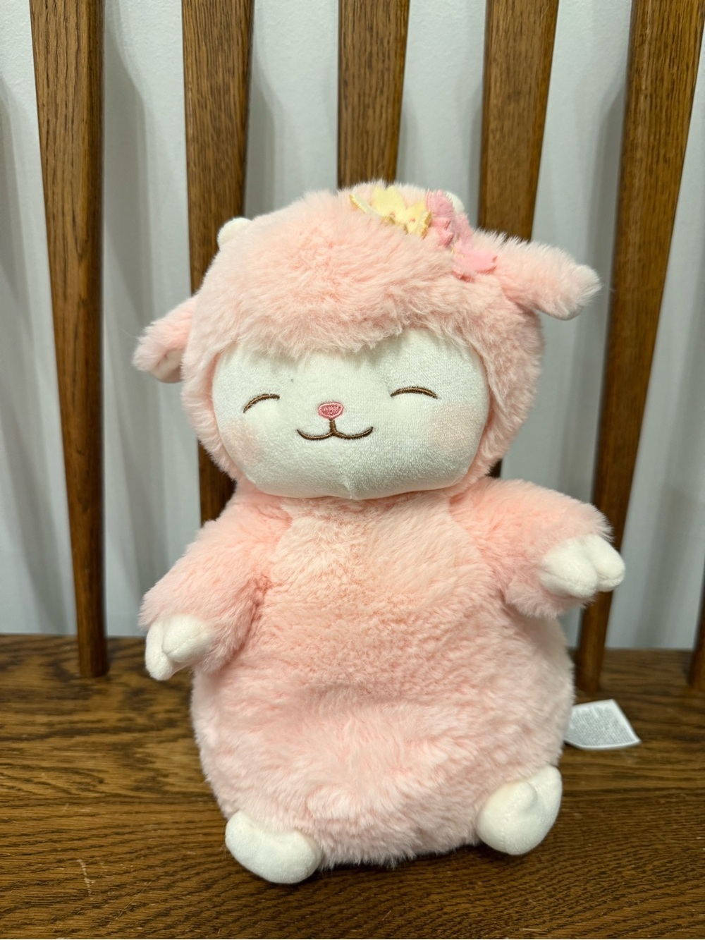 Miniso Pink Blossom Lamb Plush Toy Stuffed Animal Sheep 10.6" Like New
